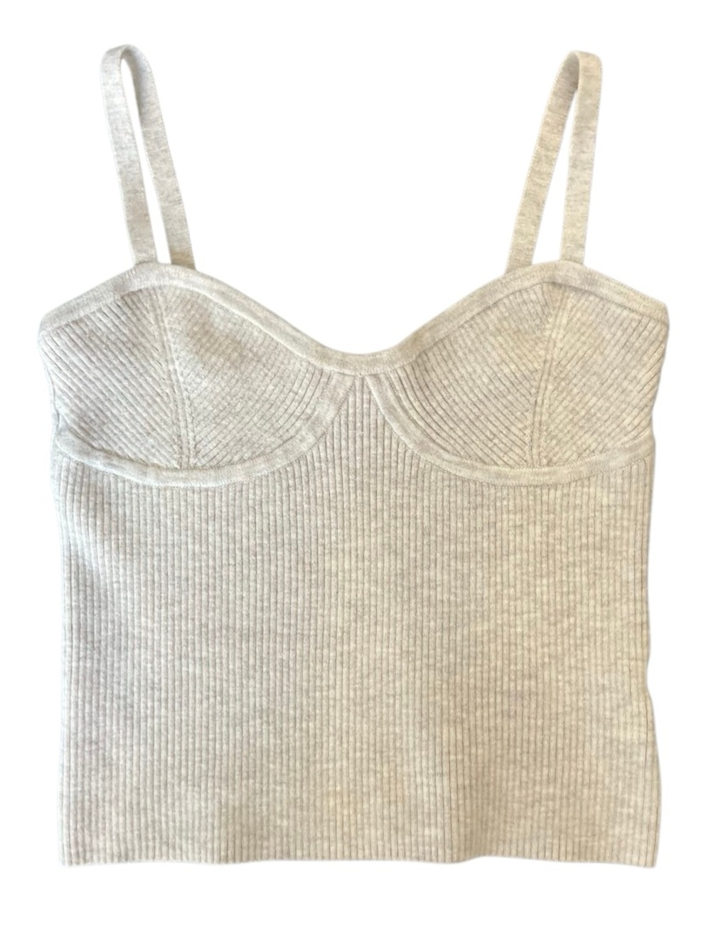 MADEWELL Corset Style Crop Sweater Tank Heather Sand Size XXS